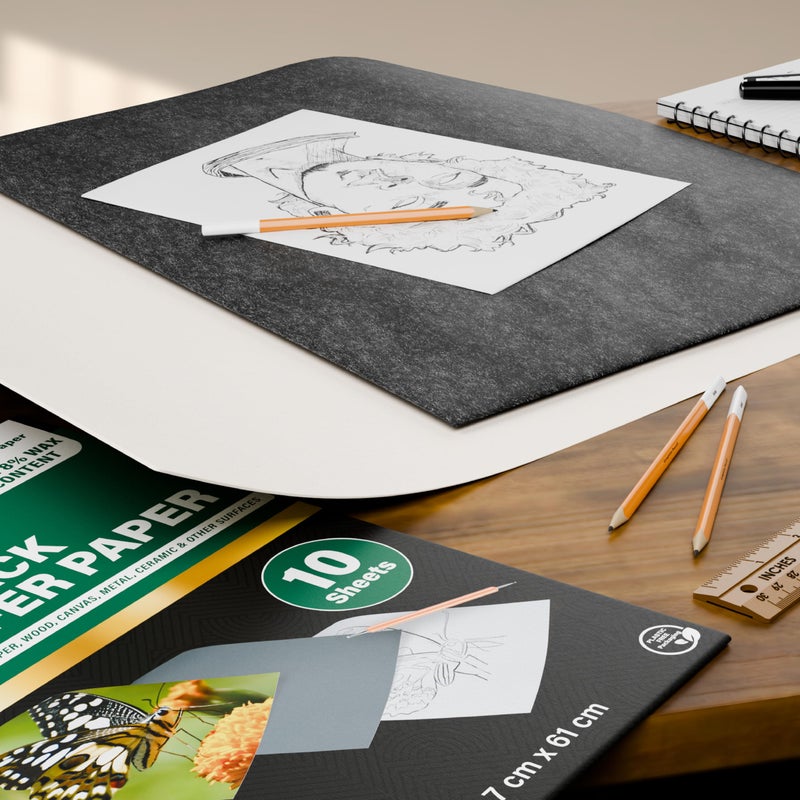 MyArtscape Graphite Transfer Paper, 18" x 24" - 10 Sheets - Black Waxed Carbon Paper - for Drawing, Tracing and Transfer - Premium Arts and Crafts Supplies - Image 2